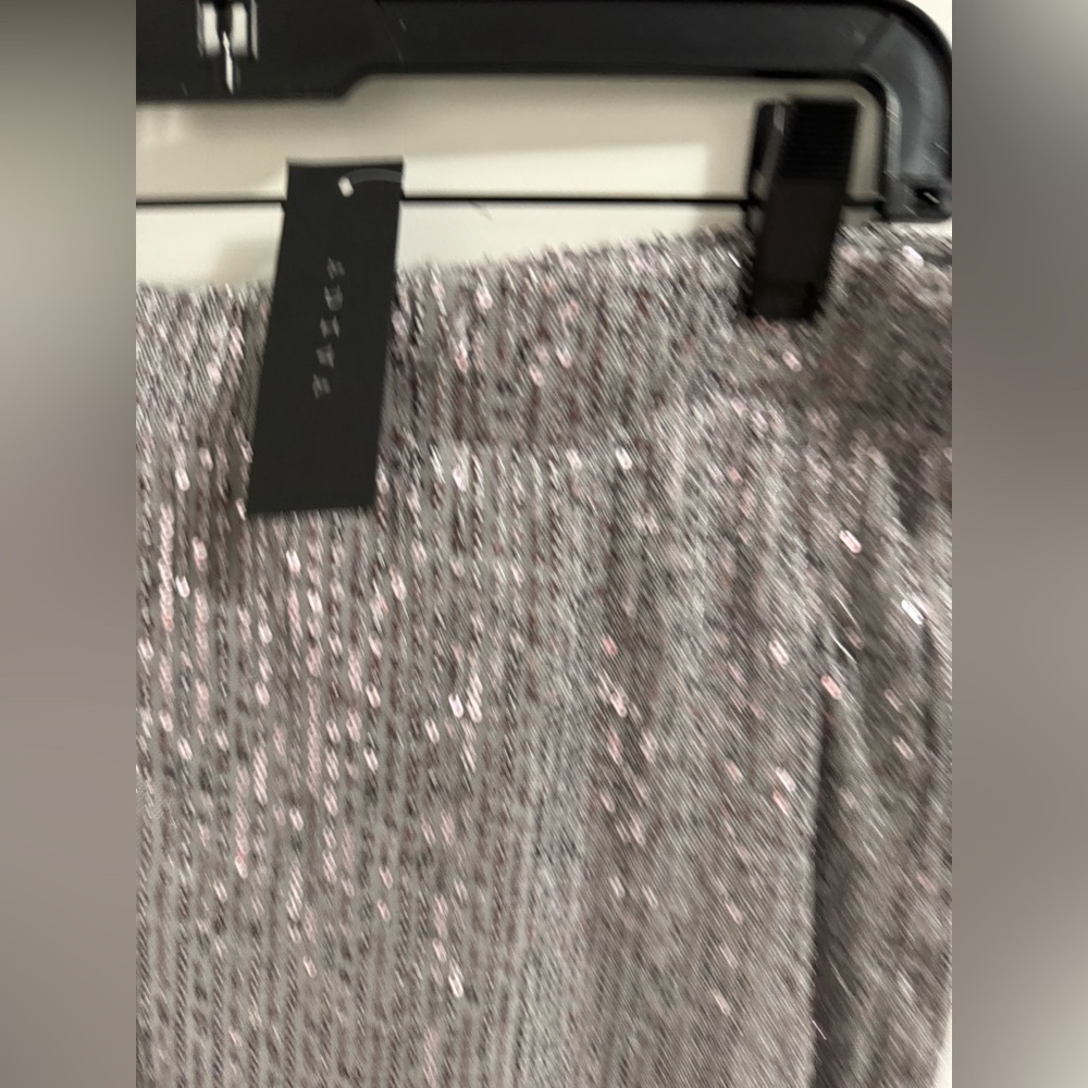 NWT ADIVA Silver Sequin Skirt - Picture 2 of 4
